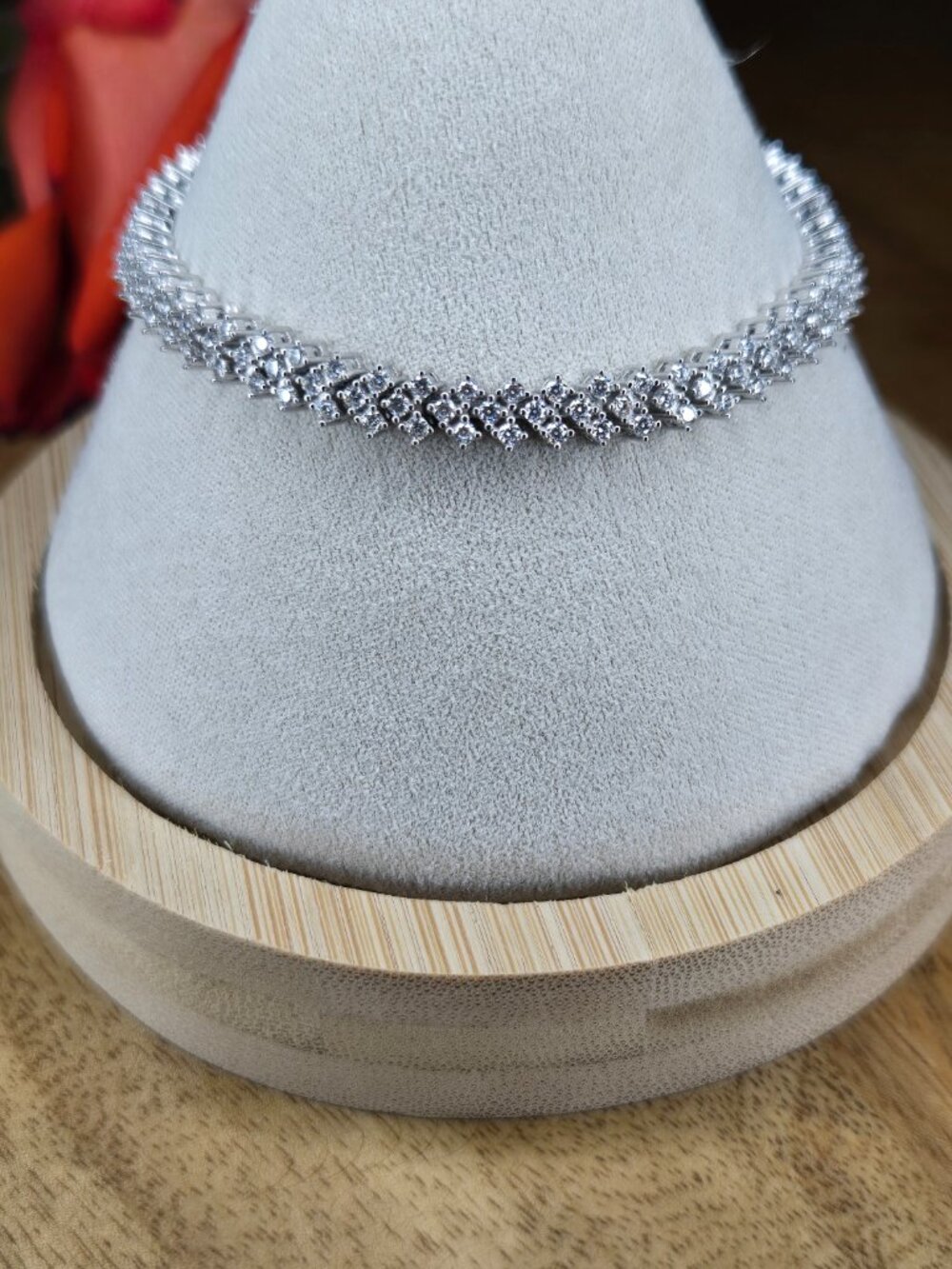 NWOT Chevron Moissanite Sterling Silver 925 Tennis Bracelet Approx 6 In